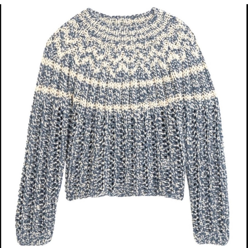 Theory - Chevron -  Blue and Cream Women's Sweater NEW with Tags - Picture 3 of 7